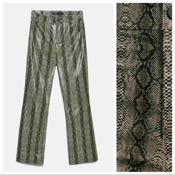NWT. Zara SnakeSkin Print Flare Trousers. Size XS. - Picture 7 of 10
